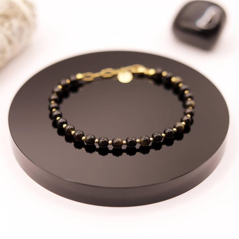 Pulsera Obsidiana Dorada