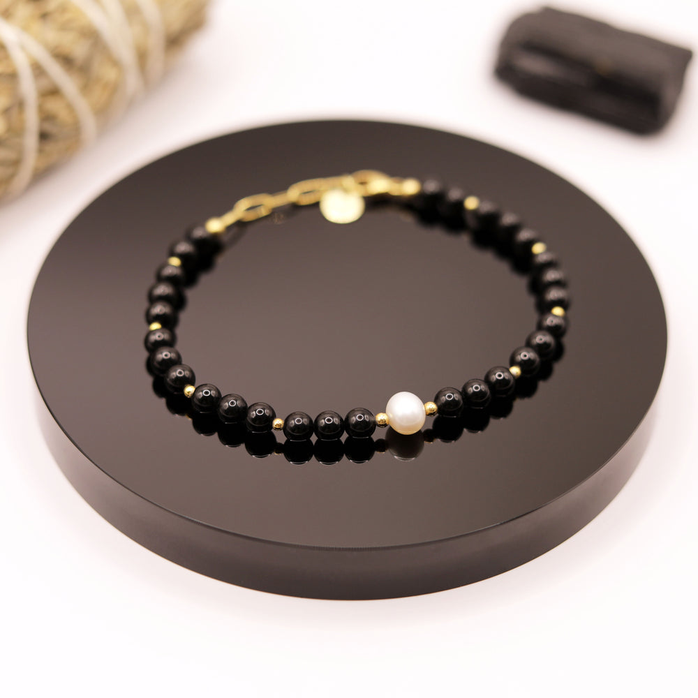 Pulsera Turmalina Negra Perla